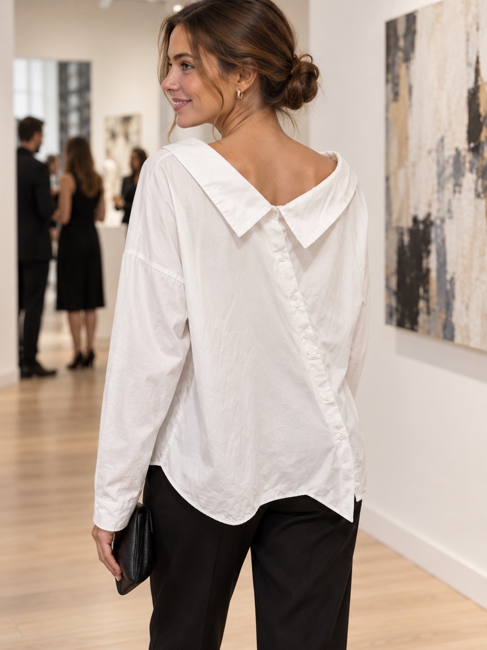 Zara White Asymmetric Back Button Off Shoulder Cotton Shirt M